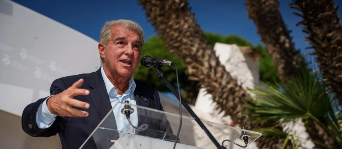 Joan Laporta, durante un homenaje a su persona en Sitges