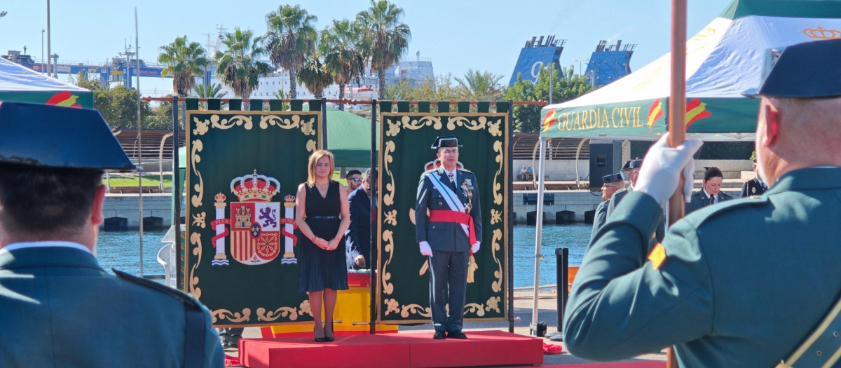 Imagen tomada este lunes de Pilar Bernabé durante los actos en honor a la patrona de la Guardia Civil