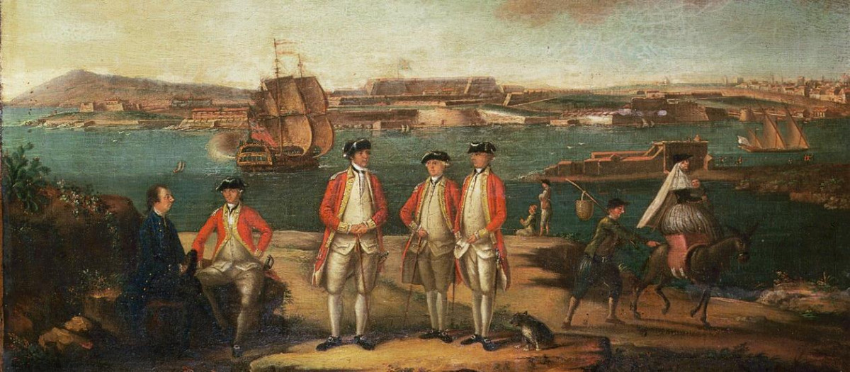 Oficiales Británicos en San Felipe, Menorca. Obra de Alberto Pullicino