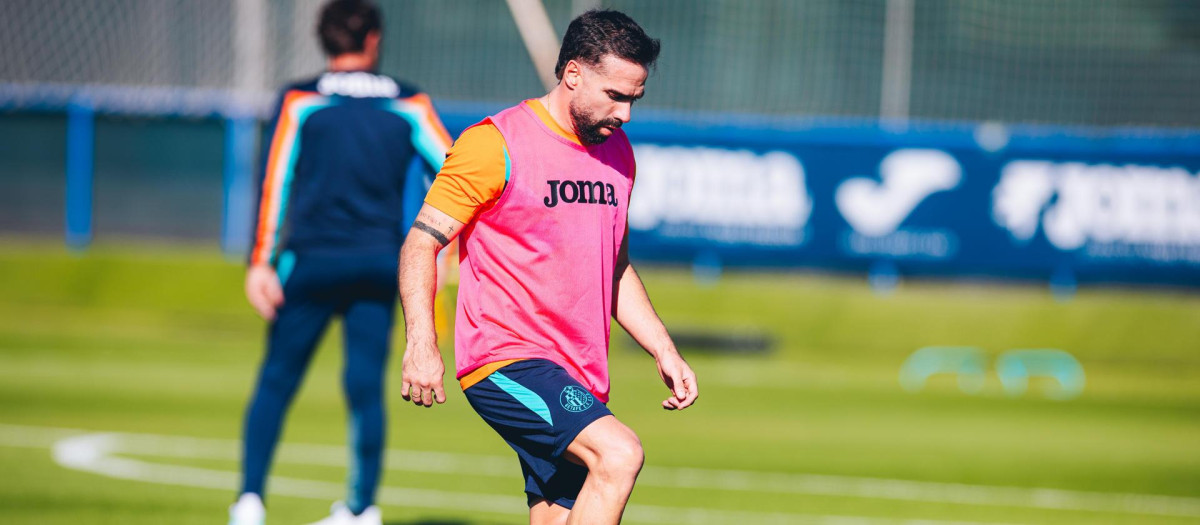 Dani Carvajal, en un entrenamiento como nuevo jugador del Getafe