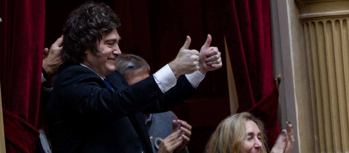 Javier Milei, presidente de Argentina, en el Congreso argentino