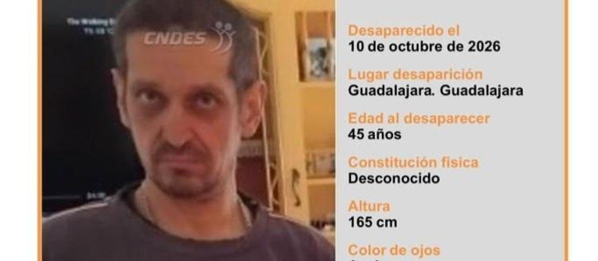 Cartel de la búsqueda de Ioan B., desaparecido en Guadalajara