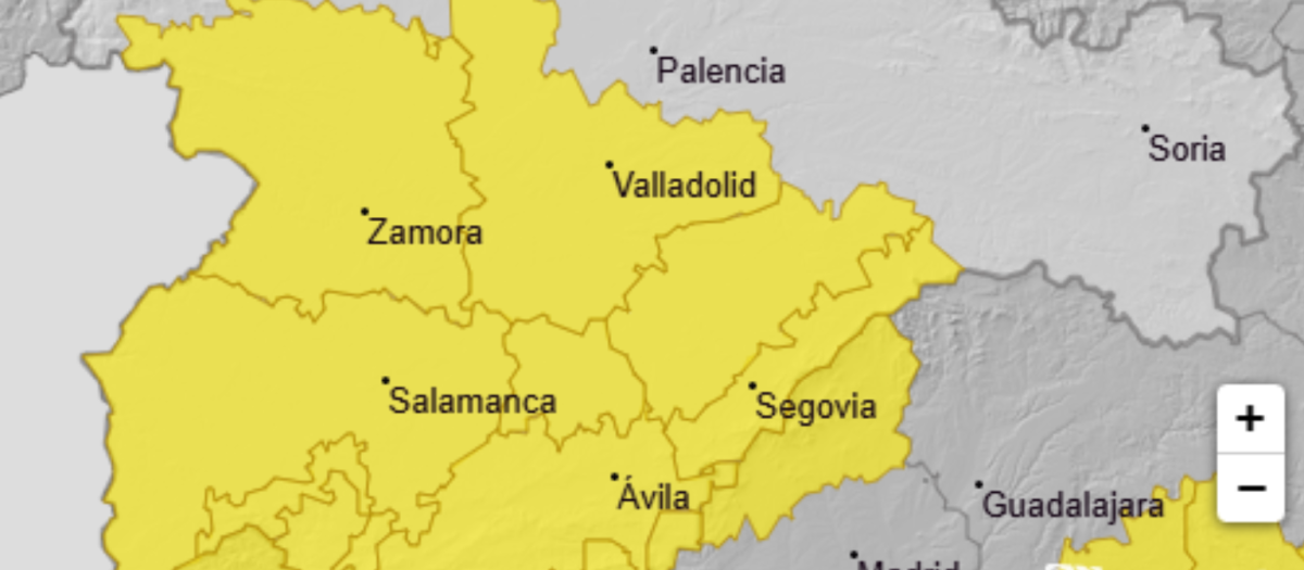 Mapa de Aemet de este sábado con avisos amarillos en Castilla y León