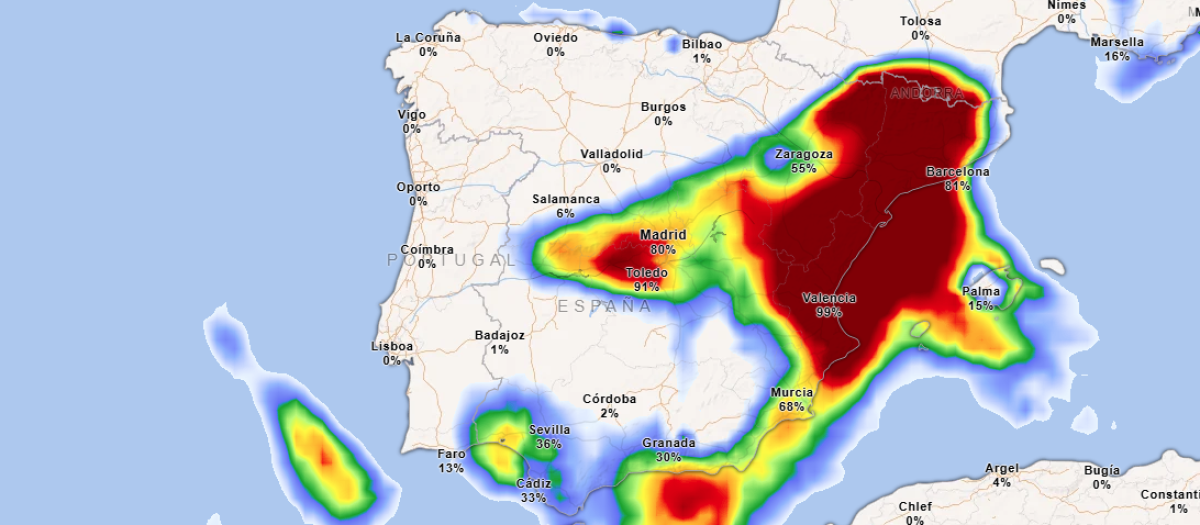 Probabilidad de precipitación este domingo