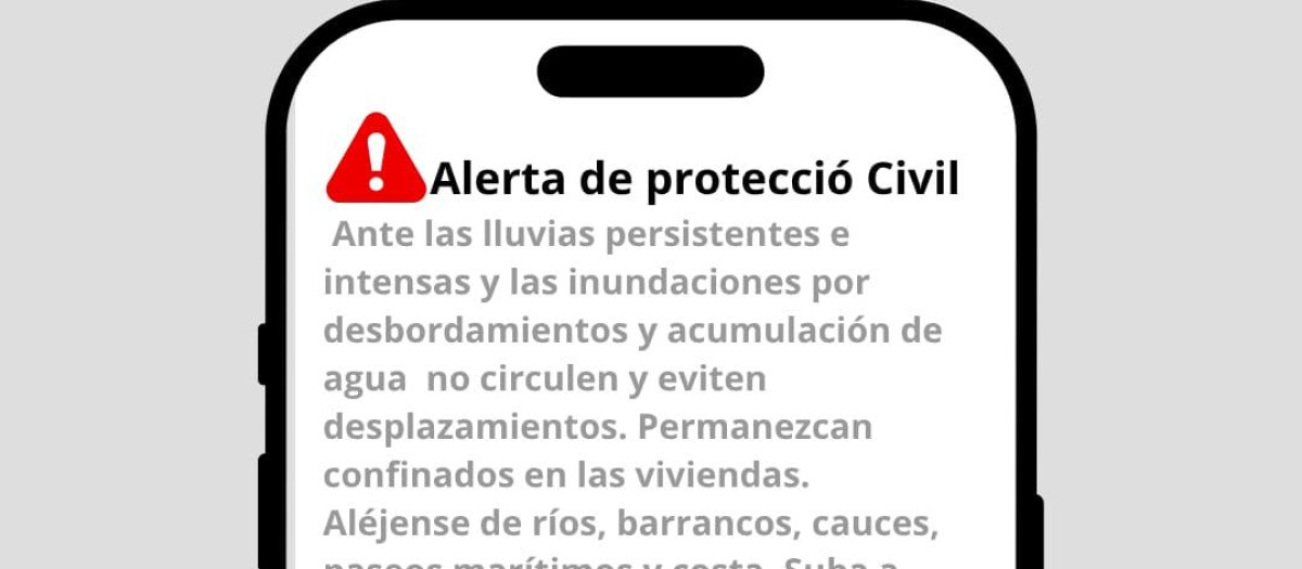 Imagen del Es-Alert enviado este lunes