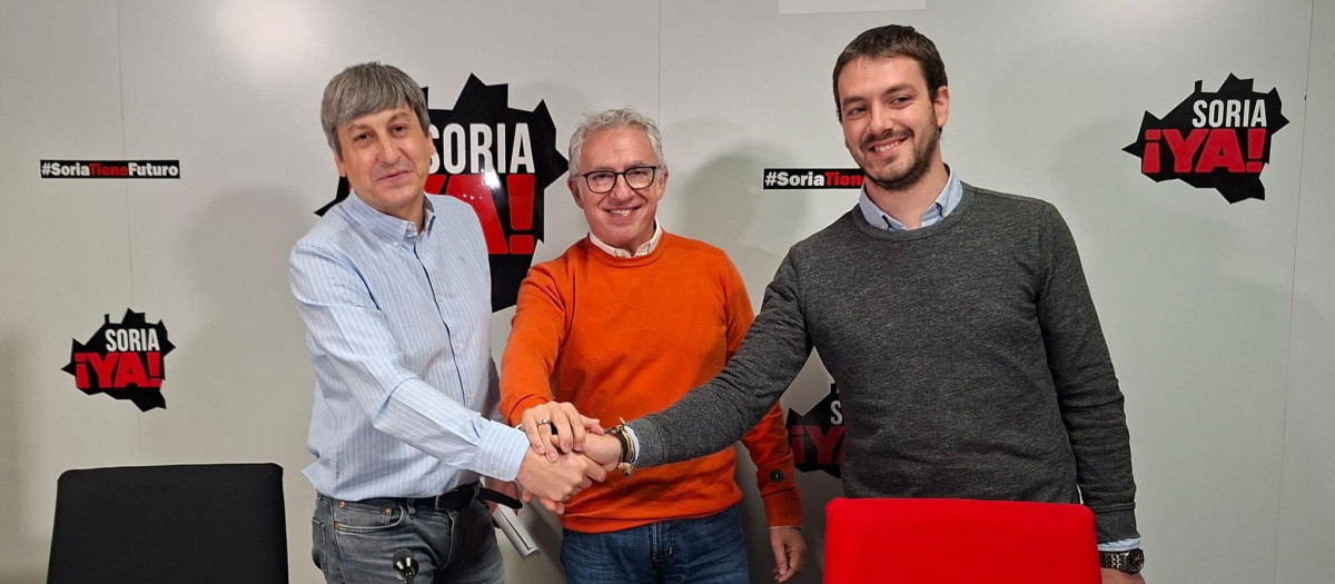 Juan Antonio Palomar, Ángel Ceña y David Romera, de Soria ¡Ya!, este lunes