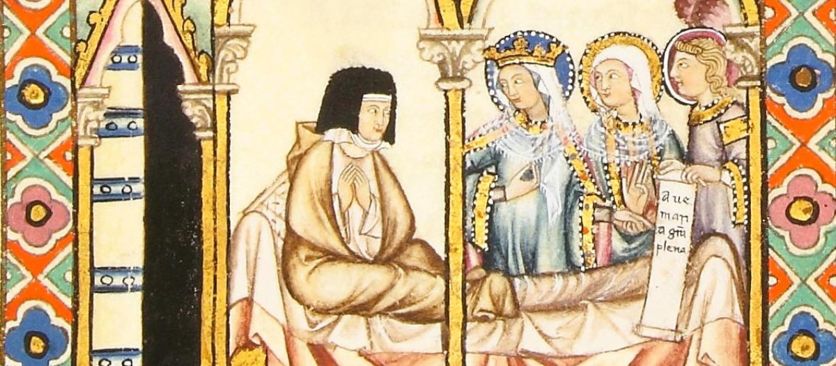 Detalle de una de las miniaturas de las Cantigas de Santa María