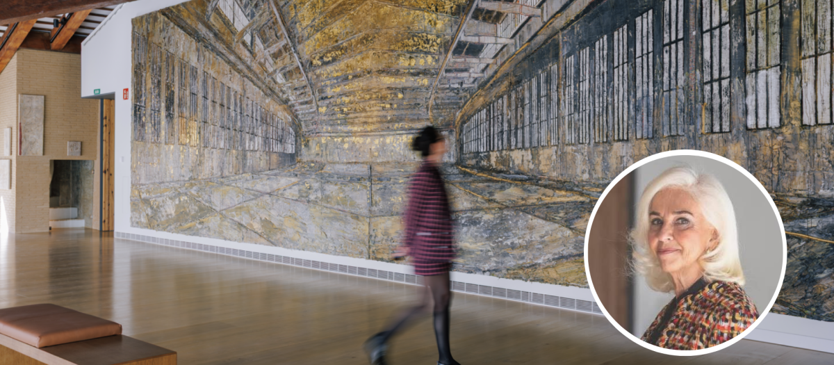 Montaje de la exposición de Anselm Kiefer y una imagen de Hortensia Herrero