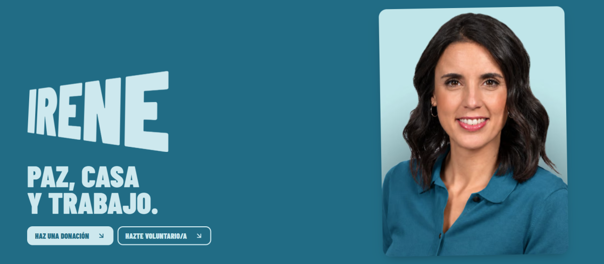 Imagen de la web de campaña de la candidatura de Irene Montero