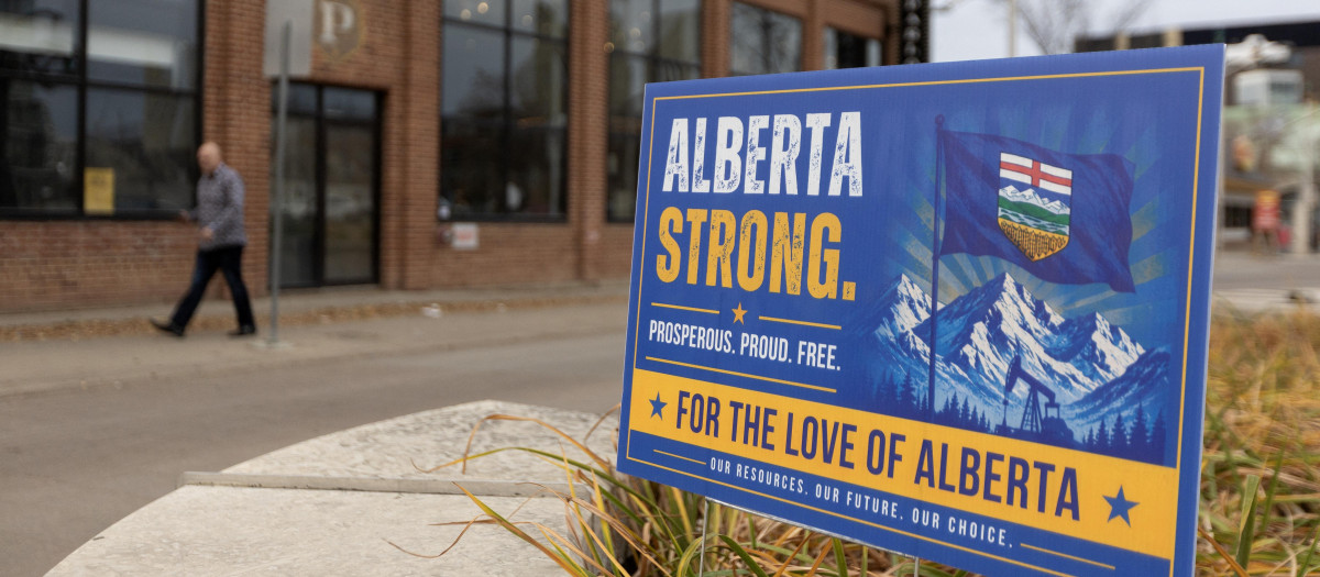 Un cartel de la campaña a favor de la independencia de Alberta
