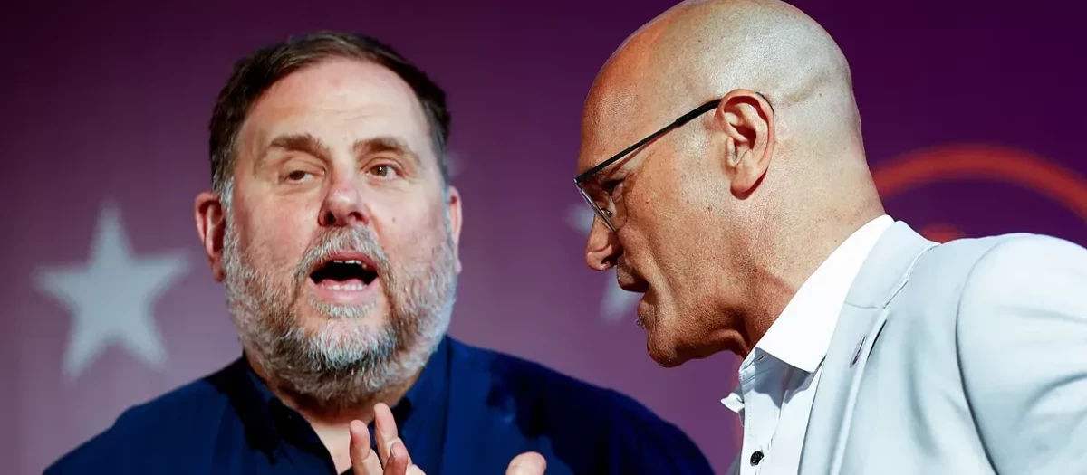 Oriol Junqueras y Raul Romeva, en un acto de ERC en Barcelona