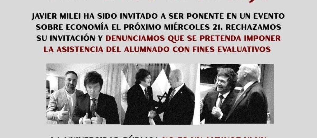 Convocan una protesta universitaria contra la participación de Milei "y su agenda propagandística" en un acto en la URJC