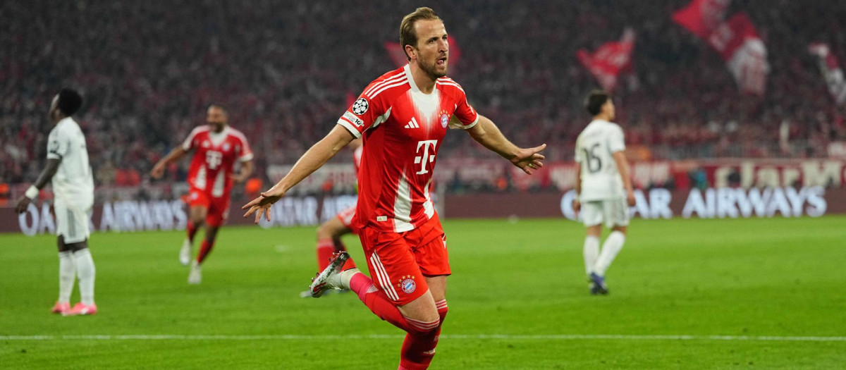 Harry Kane celebra un gol del Bayern de Múnich