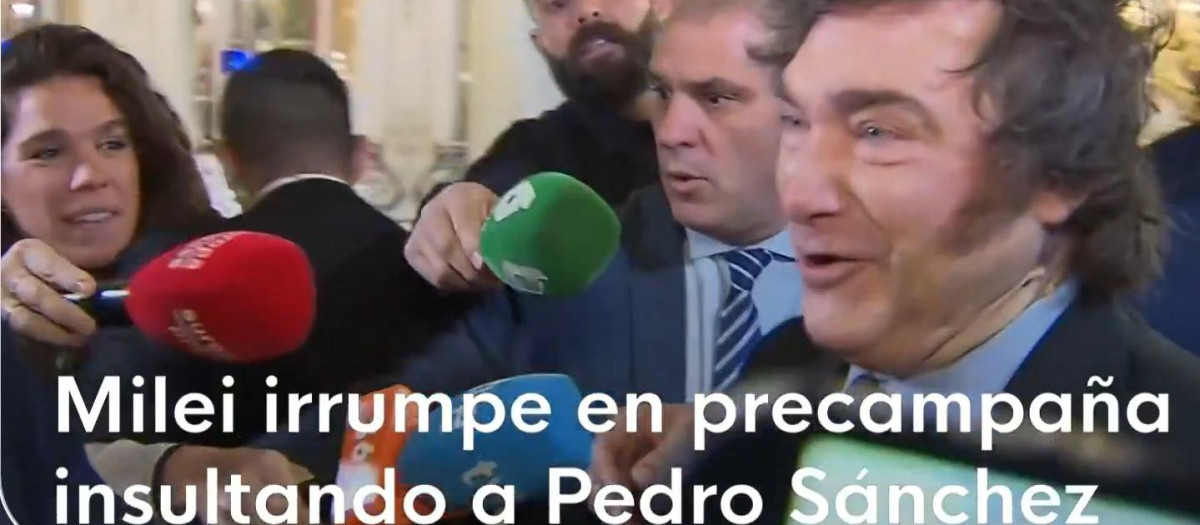 El Telediario 1 ha abierto este miércoles con la visita de Milei a Madrid