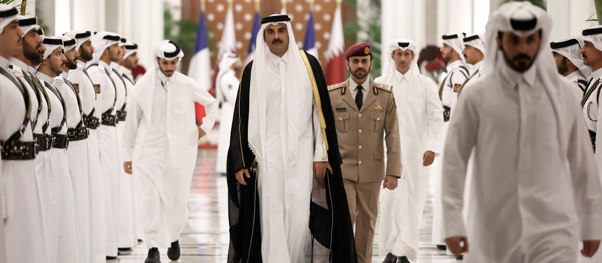 El emir de Qatar, el jeque Tamim bin Hamad Al Thani, en el Palacio de Lusail, en Lusail