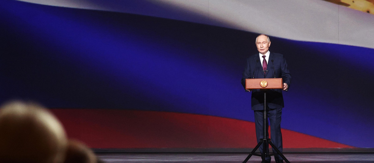 El presidente de Rusia, Vladimir Putin, pronuncia un discurso en Moscú