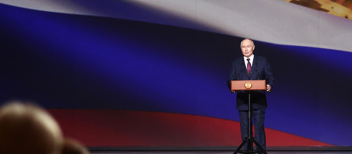 El presidente de Rusia, Vladimir Putin, pronuncia un discurso en Moscú