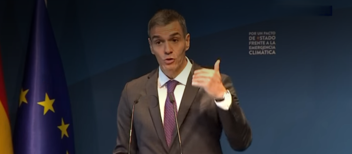 Pedro Sánchez durante su discurso en defensa de los coches eléctricos