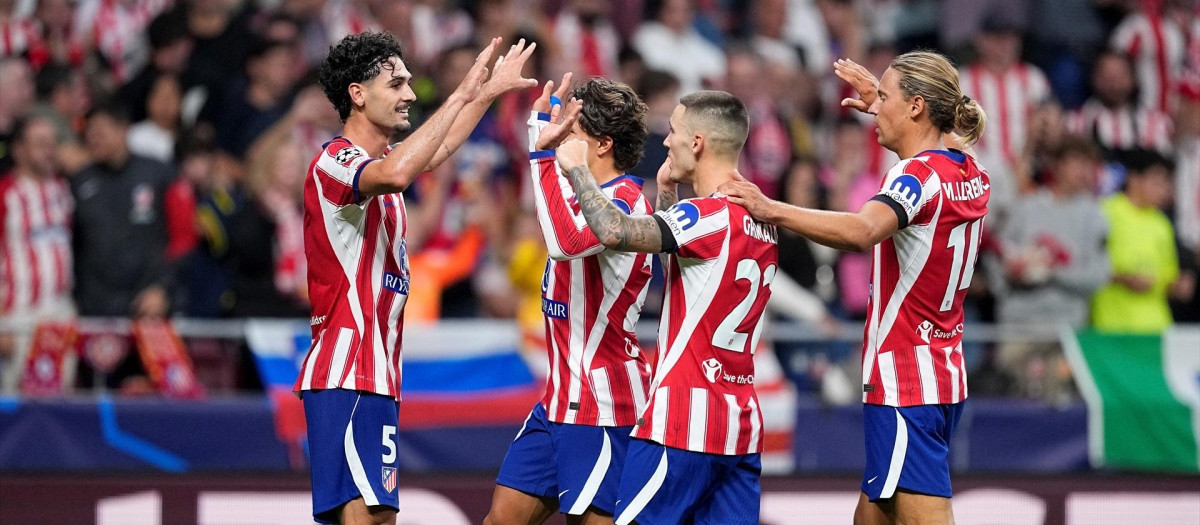Los jugadores del Atlético de Madrid, en el Metropolitano