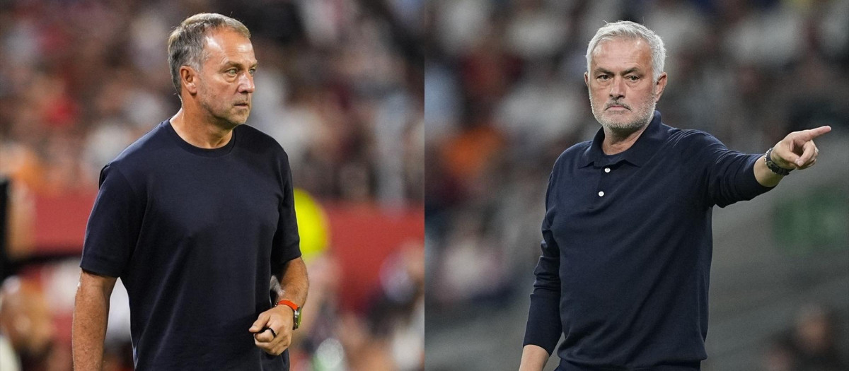 Hansi Flick y José Mourinho, en un montaje