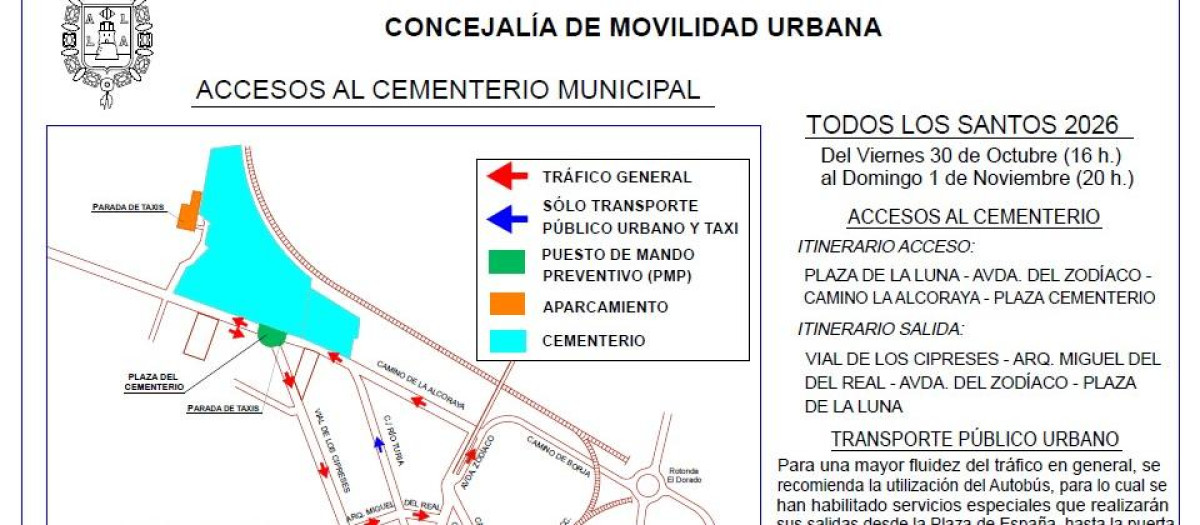 Plano del dispositivo especial para el día de Todos los Santos
