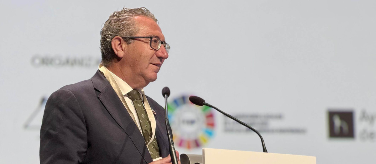El presidente de la Diputación de Alicante, Toni Pérez, durante su intervención en la VI Asamblea de la Red de Entidades Locales Agenda 2030