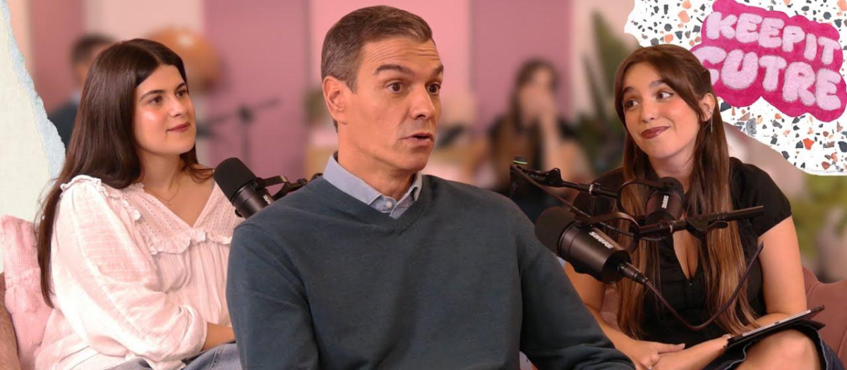 Ángela Henche y Albanta San Román, junto a Pedro Sánchez