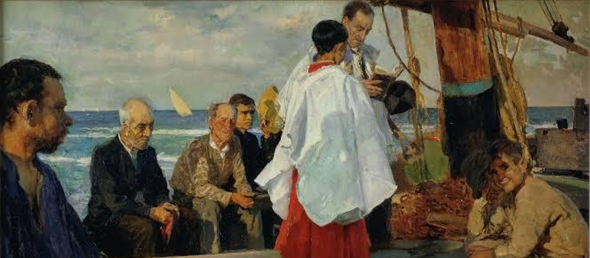 "La bendición de la barca" (1895) es una célebre pintura al óleo sobre lienzo del artista español Joaquín Sorolla.