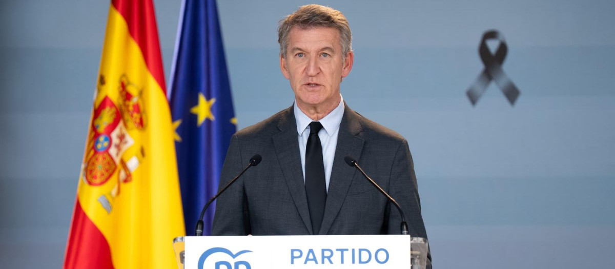 El presidente del PP, Alberto Núñez Feijóo, este miércoles