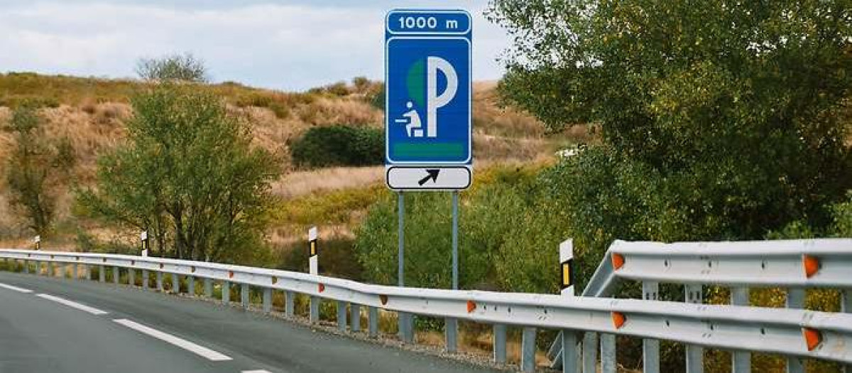 Señal de área de descanso, más vale no parar