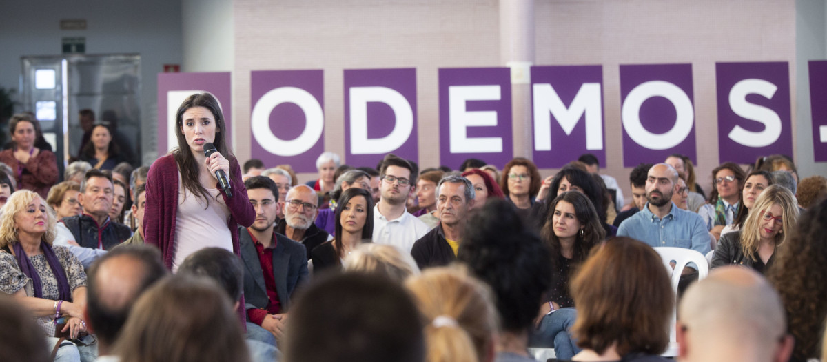 Irene Montero durante un acto