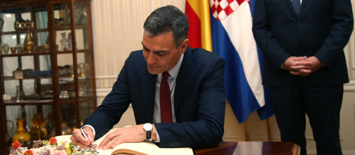 Pedro Sánchez, durante la cumbre UE-Balcanes celebrada hoy