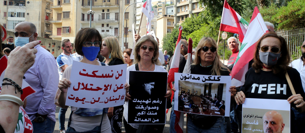 Manifestación en Beirut contra Hezbollah