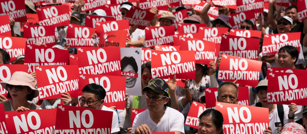 Protestas en Hong Kong en 2019, foto de archivo