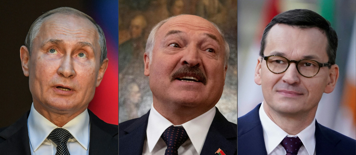 Presidente ruso Vladimir Putin,  Alexander Lukashenko y el Primer Ministro de Polonia Mateusz Morawiecki