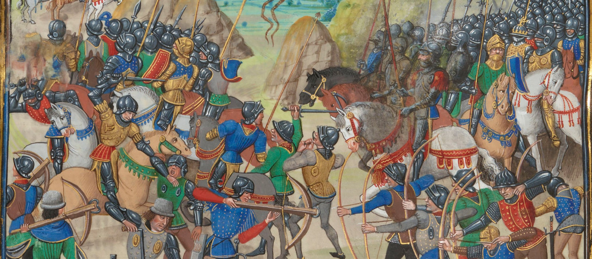 Ilustración de la batalla de Crécy en Las Crónicas de Jean Froissart
