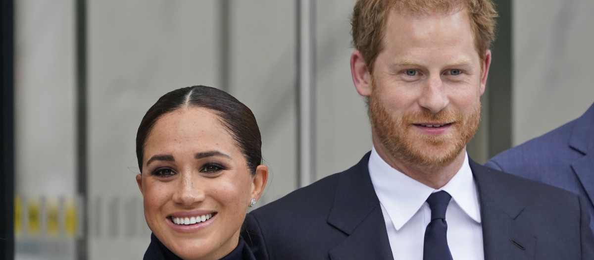 Britain's Prince Harry and Meghan, Duke and Duchess of Sussex visiting the 9/11 Memorial in Manhattan, New York City, U.S., September 23, 2021.