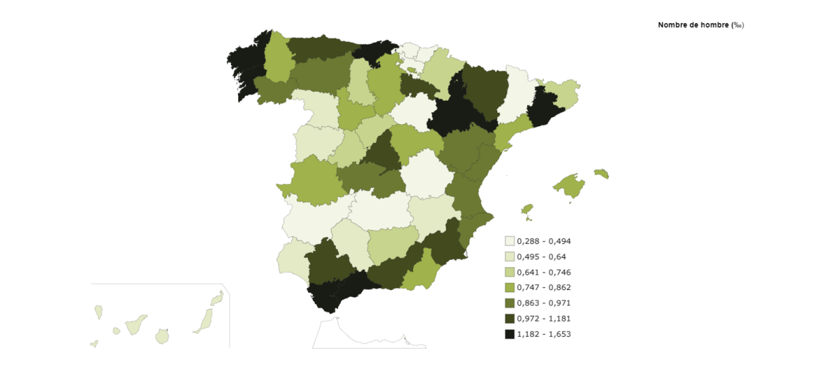Provincias con más niños llamados Leo por cada 1.000 habitantes