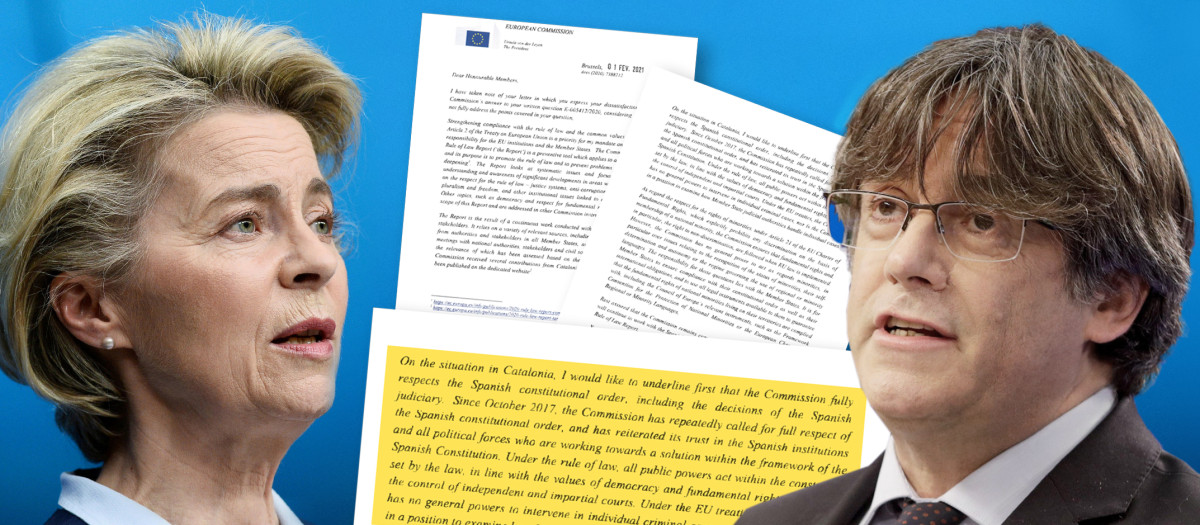 Una de las misivas enviadas por Von der Leyen a Puigdemont