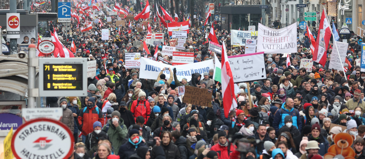 Panorámica de los manifestantes en Viena