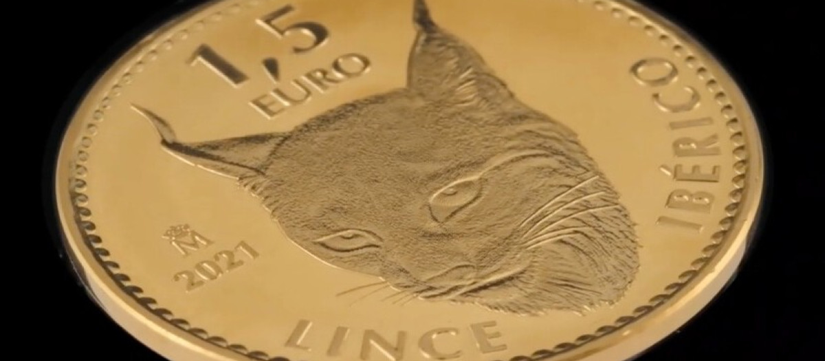 La Fábrica Nacional de Moneda y Timbre acuñó esta serie de monedas de oro de 1,5 euros con el símbolo del lince ibérico