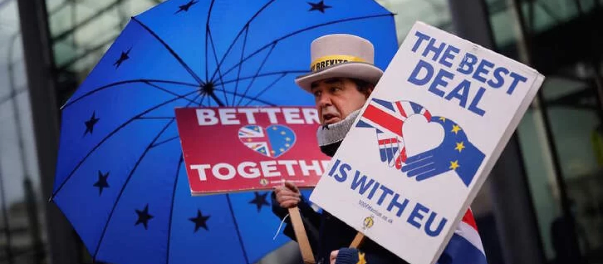 Un activista anti-Brexit en el centro de Londres