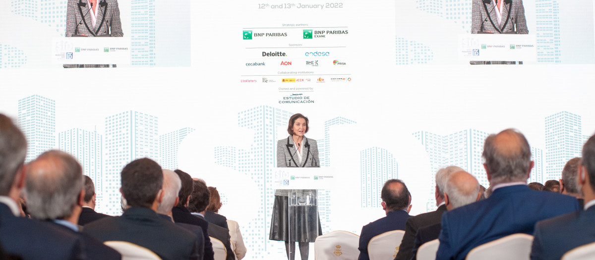 Reyes Maroto, ministra de Industria, durante su intervención en el Spain Investors Day