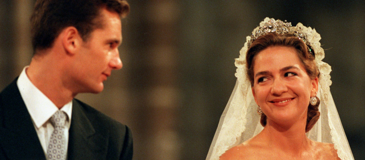 Spanish Infanta Cristina and Iñaki Urdangarin during their wedding at Barcelona on October 4.