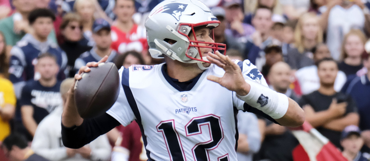 El mejor jugador de la NFL, Tom Brady, durante un partido con los Patrios