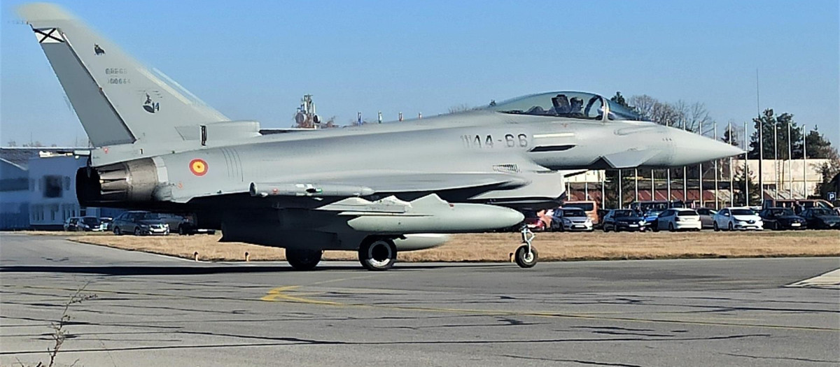 Eurofighter del Ejército del Aire en la base 'Graf Ignatievo' de Bulgaria en misión de Policía Aérea de la OTAN