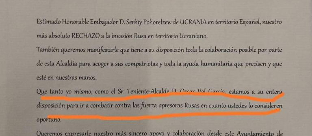 El alcalde de Agolada (Pontevedra) se ha dirigido al embajador de Ucrania en España