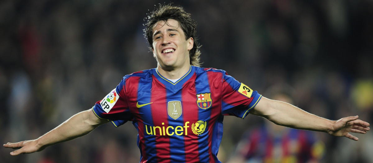 Bojan durante un partido con el Barcelona en 2010