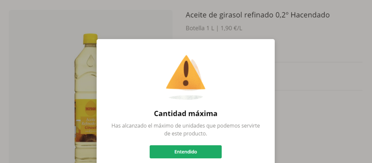 Mercadona limita la venta de aceite de girasol