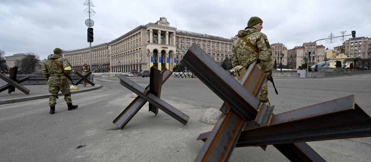 Barricadas antitanque Kiev Ucrania